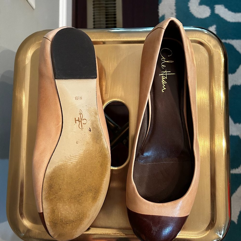 Brown & Nude Cole Haan Ballet Flats